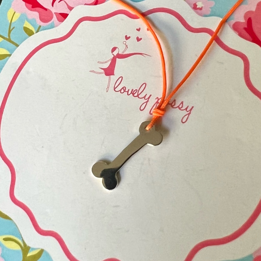 925 sterling silver dog bone charm on a thread necklace